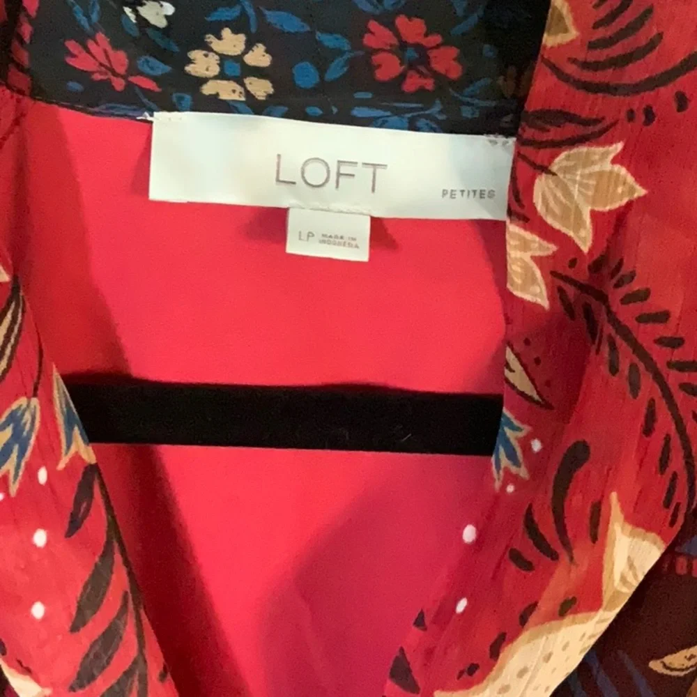 LOFT Red and Purple Floral Dress - Picture 5 of 8